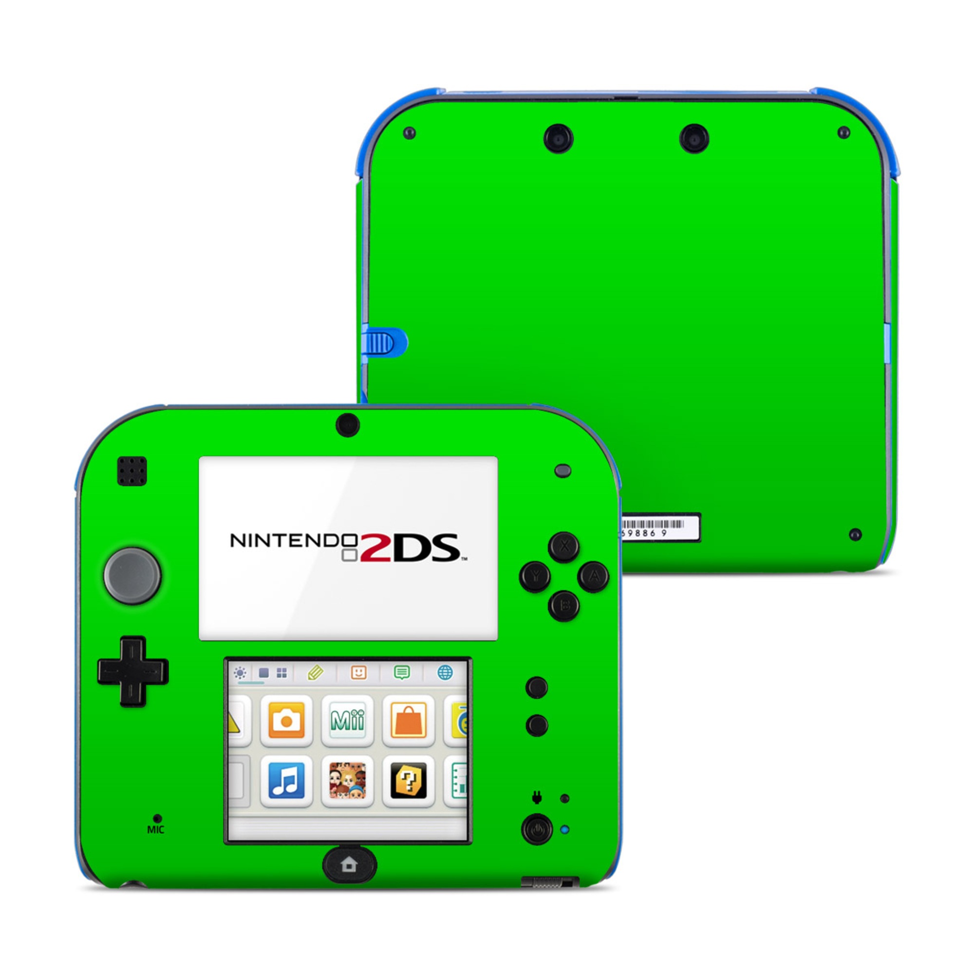 Nintendo 2DS Skin design of Green, Rectangle, Baize, Table, Font, Electric blue, Pattern, Symmetry, Magenta, Circle, with green colors