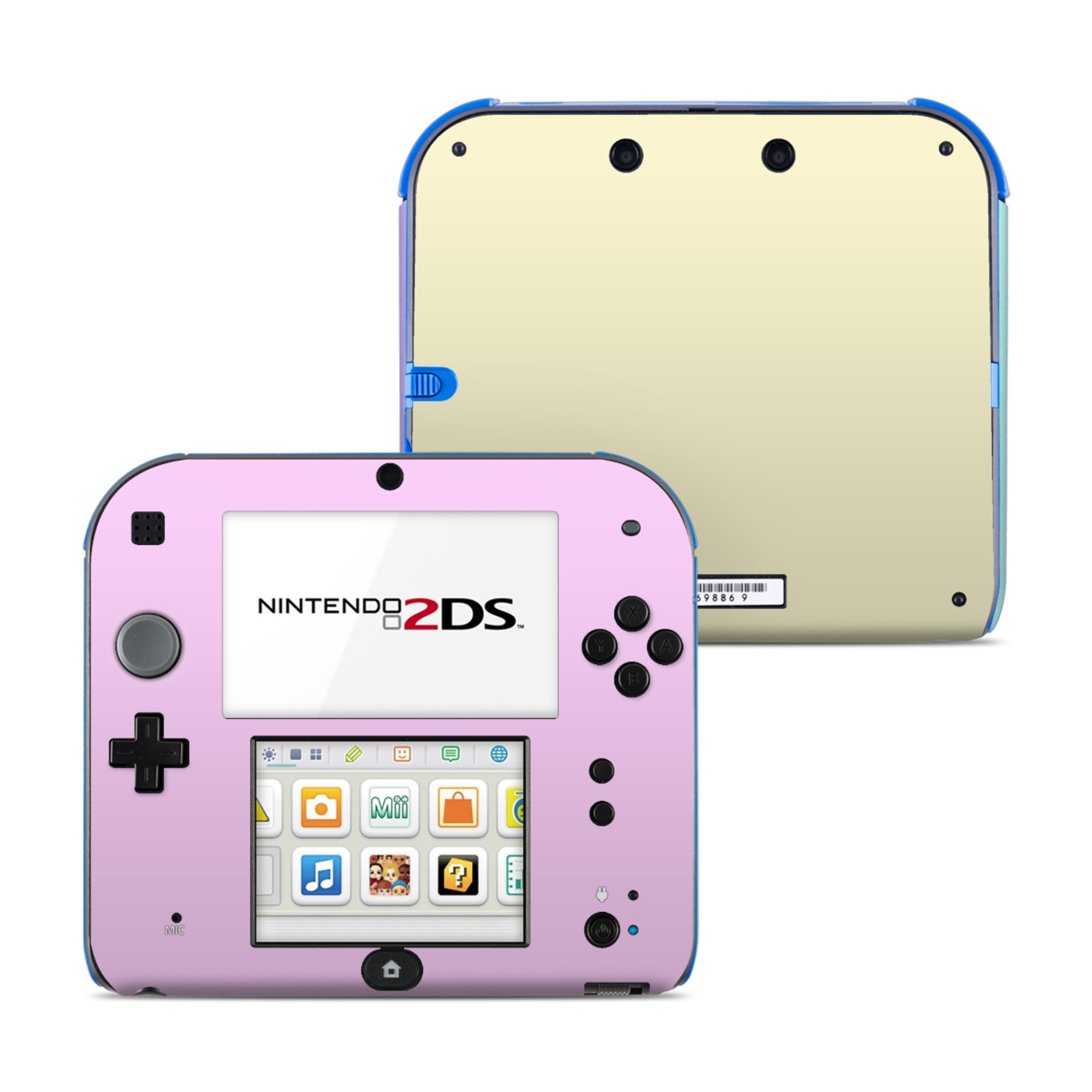 Nintendo 2DS Skin design, with pink, yellow, blue colors