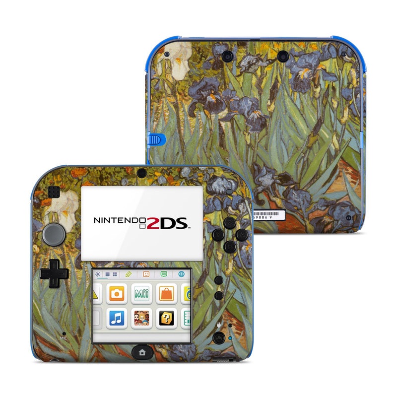 Nintendo 2DS Skin design of Painting, Plant, Art, Flower, Iris, Modern art, Perennial plant, with gray, green, black, red, blue colors