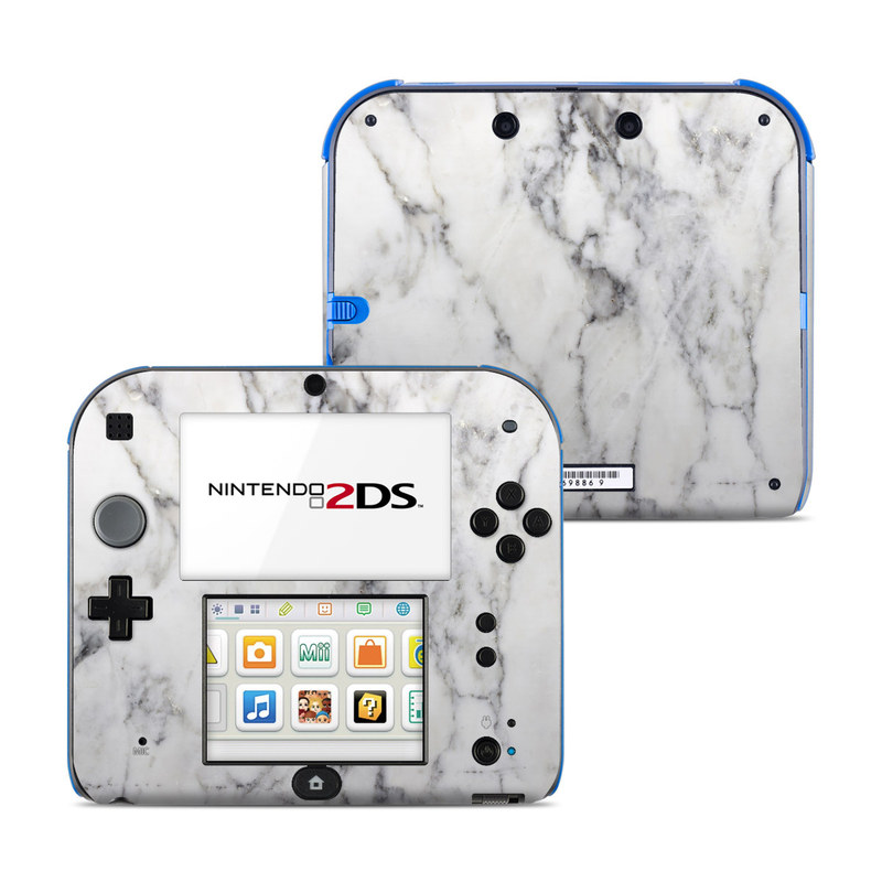 Nintendo 2DS Skin design of White, Geological phenomenon, Marble, Black-and-white, Freezing, with white, black, gray colors
