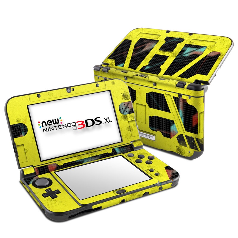 Nintendo 3DS XL Skin design of Yellow, Green, Font, Pattern, Graphic design, with black, yellow, gray, blue, green colors
