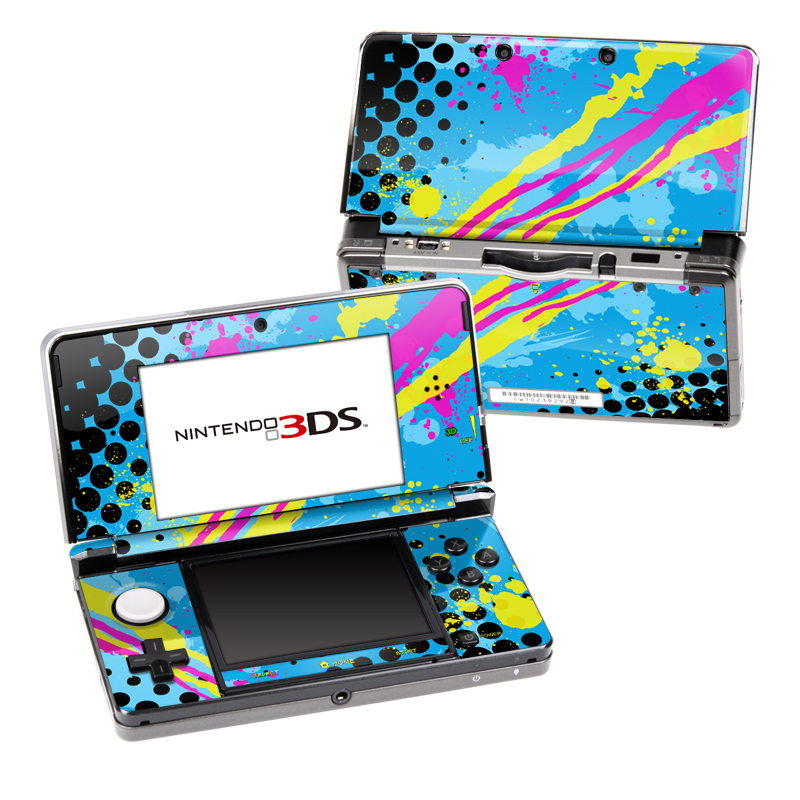 Nintendo 3DS Original Skin design of Blue, Colorfulness, Graphic design, Pattern, Water, Line, Design, Graphics, Illustration, Visual arts, with blue, black, yellow, pink colors