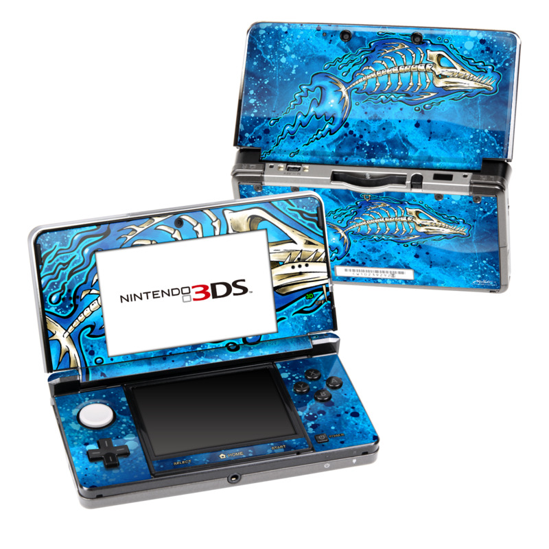 Nintendo 3DS Original Skin design of Blue, Water, Aqua, Electric blue, Illustration, Graphic design, Liquid, Graphics, Marine biology, Art, with blue, white colors