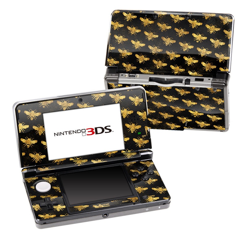 Nintendo 3DS Original Skin design of Pattern, Yellow, Flower, Design, Plant, Wildflower, Textile, Metal, with black, yellow colors