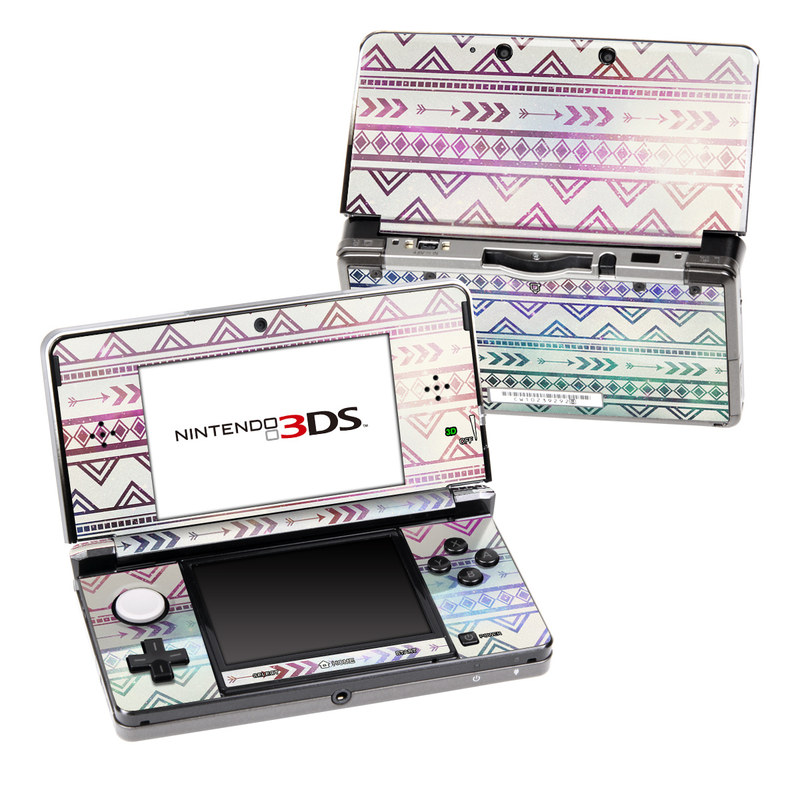 Nintendo 3DS Original Skin design of Pattern, Line, Teal, Design, Textile with gray, pink, yellow, blue, black, purple colors