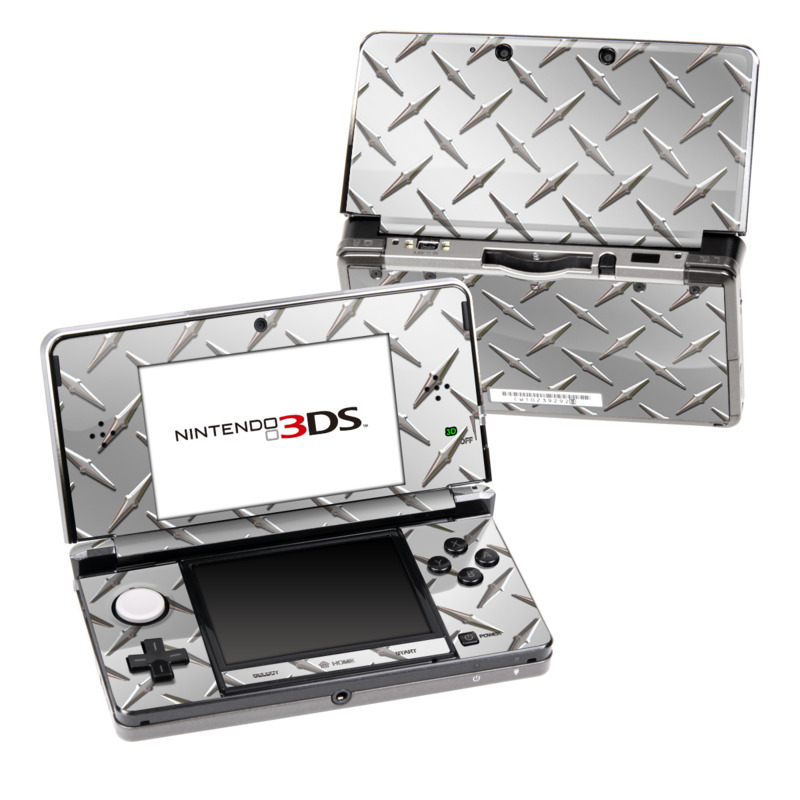 Nintendo 3DS Original Skin design of Pattern, Metal, Line, Design, Steel, Parallel, Tile, Beige, Flooring, with gray colors