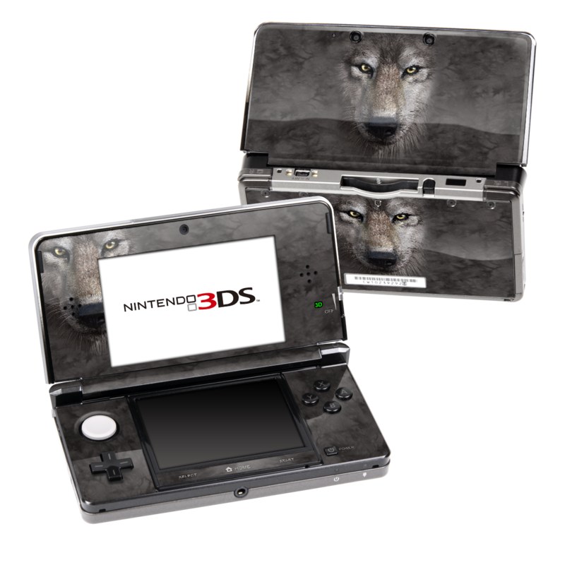 Nintendo 3DS Original Skin design of Vertebrate, Mammal, Wolf, Canidae, Wildlife, Snout, Czechoslovakian wolfdog, Eye, Wolfdog, Canis, with black, gray, red, green colors