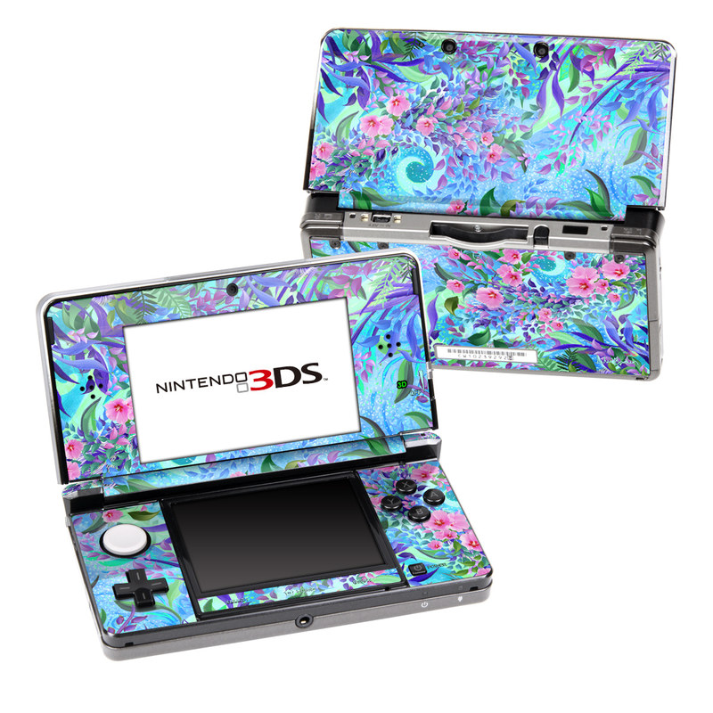 Nintendo 3DS Original Skin design of Psychedelic art, Pattern, Lilac, Purple, Art, Pink, Design, Fractal art, Visual arts, Organism, with gray, blue, purple colors