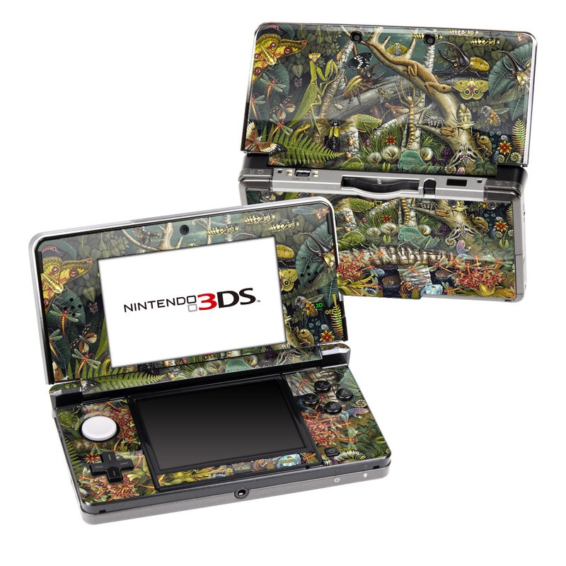 Nintendo 3DS Original Skin design of Strategy video game, Mythology, Art, Games, Plant, Painting, Adventure game, Jungle, Fictional character, Nepenthes, with green, brown, red, yellow, gray, blue, white colors
