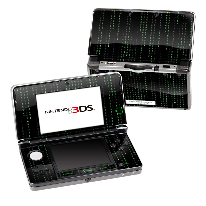 Nintendo 3DS Original Skin design of Green, Black, Pattern, Symmetry, with black colors
