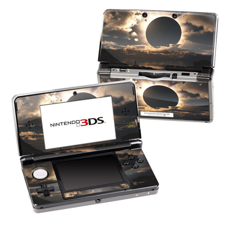 Nintendo 3DS Original Skin design of Sky, Cloud, Daytime, Eclipse, Atmosphere, Cumulus, Sunlight, Sun, Astronomical object, Celestial event, with black, red, green, gray, pink, yellow colors