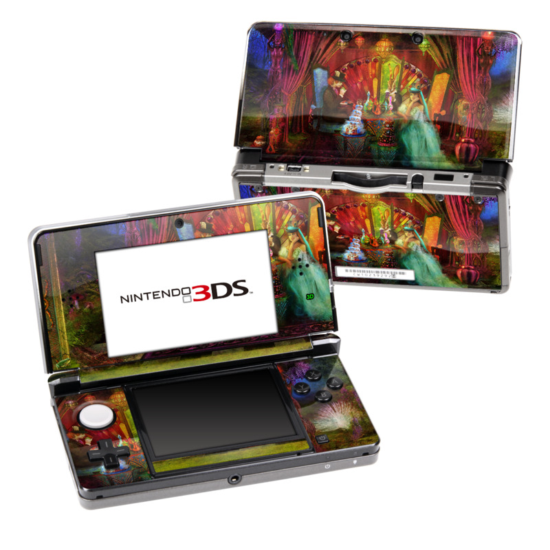 Nintendo 3DS Original Skin design of Hindu temple, Temple, Art, Painting, Place of worship, Stage, Fictional character, with black, red, green, blue, gray colors
