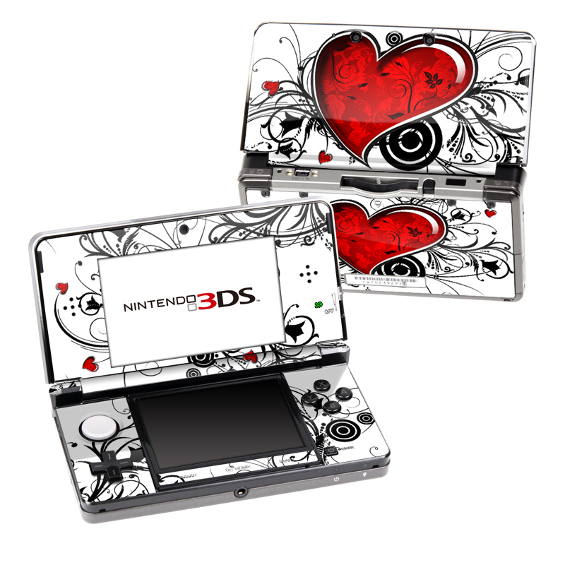 Nintendo 3DS Original Skin design of Heart, Line art, Love, Clip art, Plant, Graphic design, Illustration with white, gray, black, red colors