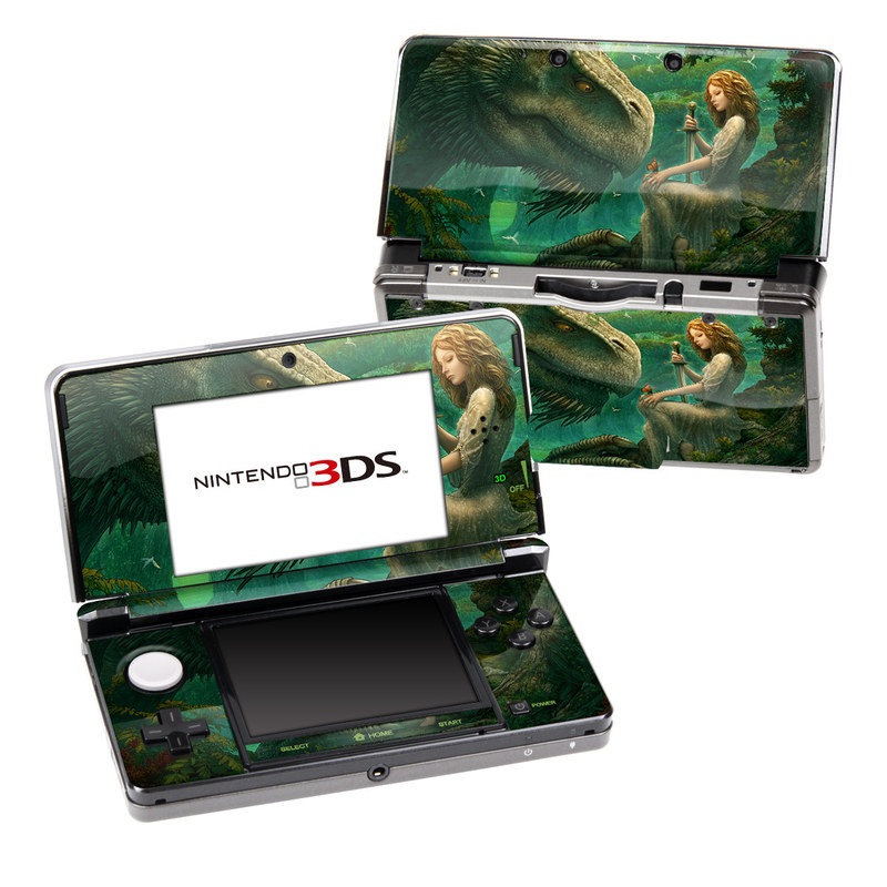 Nintendo 3DS Original Skin design of Dinosaur, Cg artwork, Mythology, Fictional character, Troodon, Extinction, Velociraptor, Illustration, Animated cartoon, Tyrannosaurus, with black, green, gray, red colors