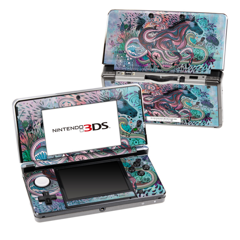 Nintendo 3DS Original Skin design of Illustration, Art, Visual arts, Graphic design, Fictional character, Psychedelic art, Pattern, Drawing, Painting, Mythology, with gray, black, blue, red, purple colors