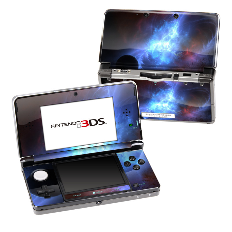 Nintendo 3DS Original Skin design of Sky, Atmosphere, Outer space, Space, Astronomical object, Fractal art, Universe, Electric blue, Art, Organism, with black, blue, purple colors