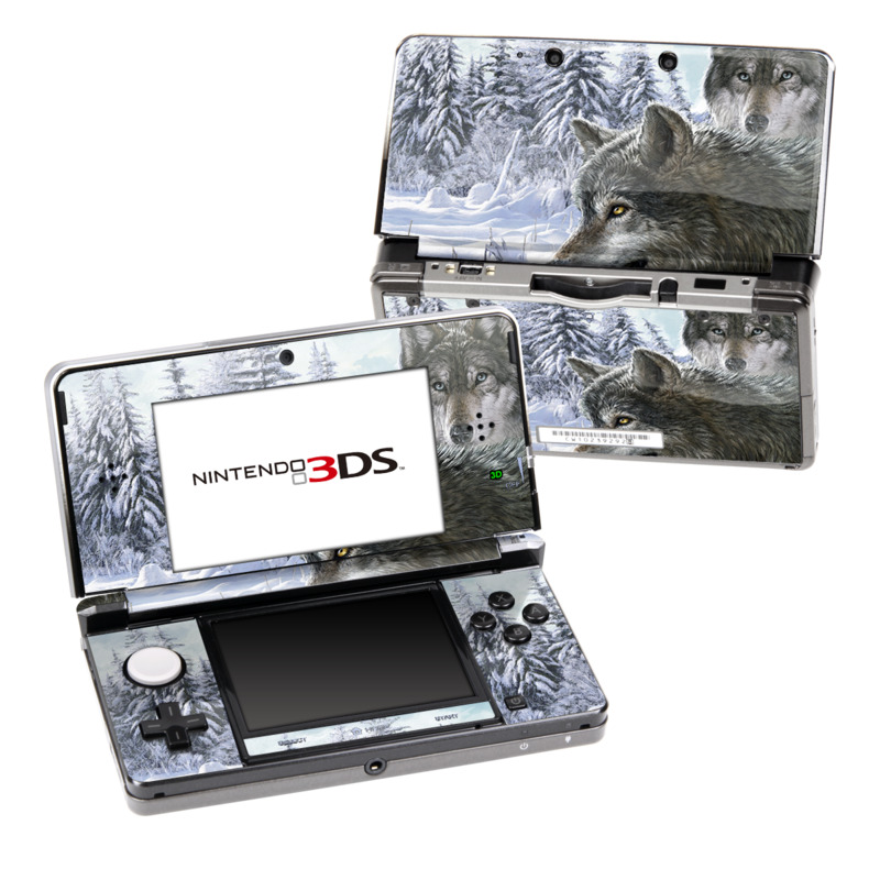 Nintendo 3DS Original Skin design of Mammal, Vertebrate, Wolf, Canidae, canis lupus tundrarum, Canis, Wildlife, Carnivore, Wolfdog, Dog, with gray, black, blue, purple colors
