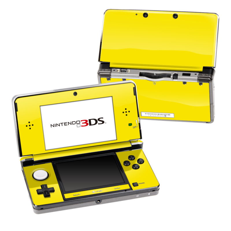 Nintendo 3DS Original Skin design of Green, Yellow, Orange, Text, Font, with yellow colors