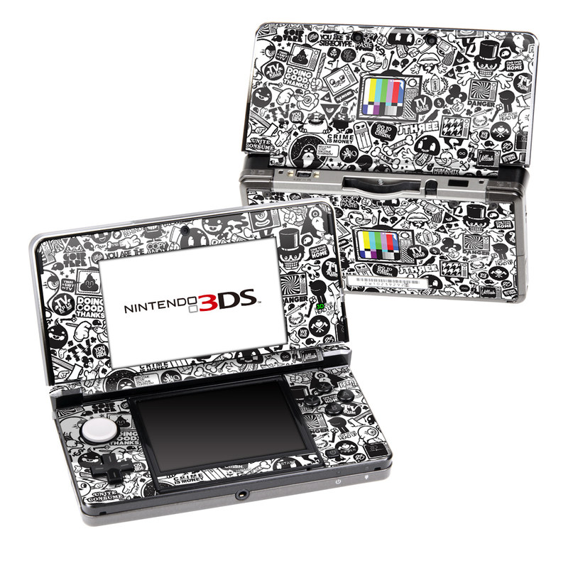 Nintendo 3DS Original Skin design of Pattern, Drawing, Doodle, Design, Visual arts, Font, Black-and-white, Monochrome, Illustration, Art, with gray, black, white colors