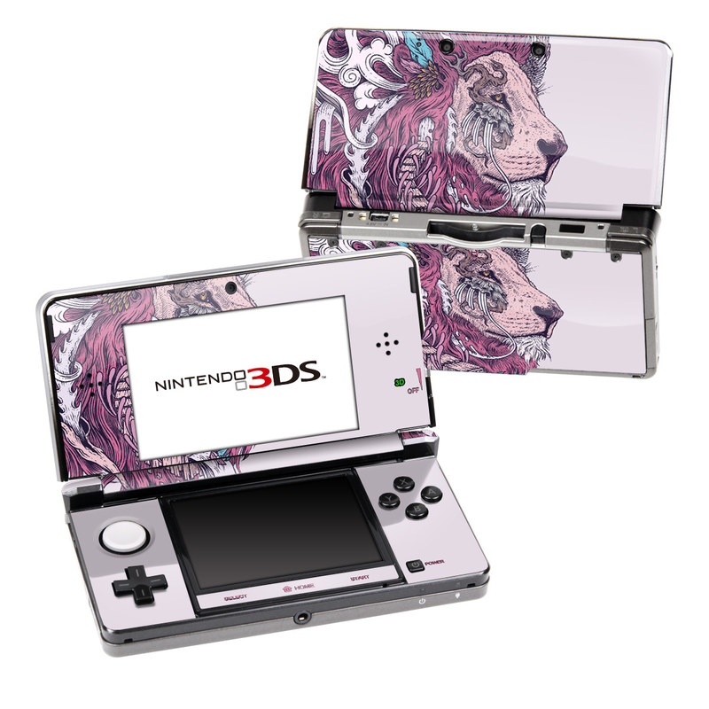 Nintendo 3DS Original Skin design of Illustration, Drawing, Sketch, Art, Graphic design, Lion, Goats, Fictional character, Ink, Bison, with gray, purple, black, red colors