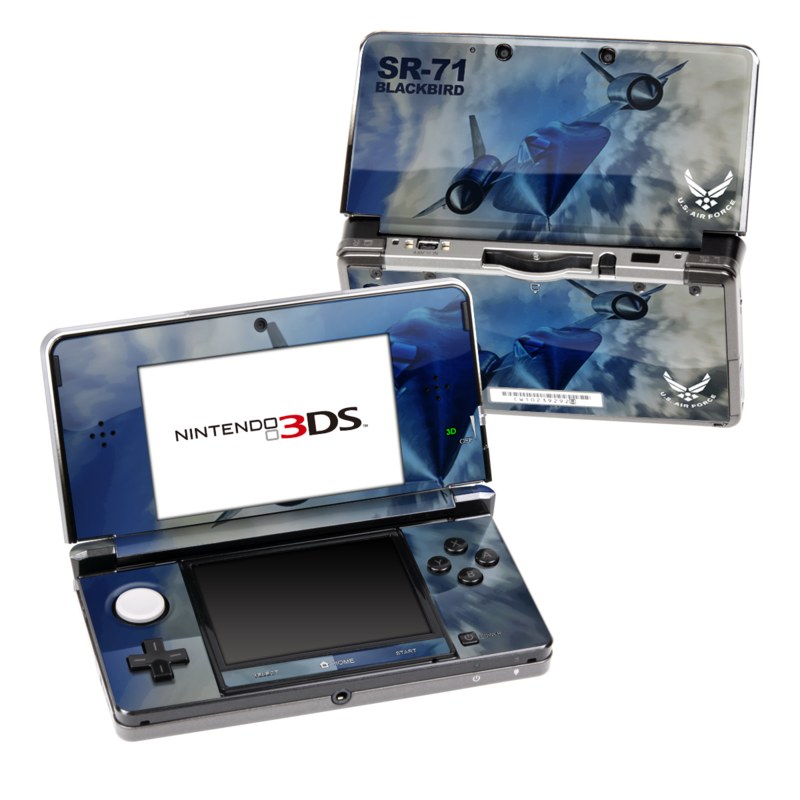 Nintendo 3DS Original Skin design of Airplane, Propeller, Aircraft, Sky, Vehicle, Aerospace engineering, Experimental aircraft, Military aircraft, Aviation, with black, blue, gray colors