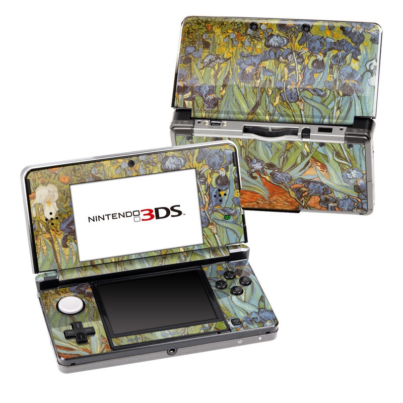 Nintendo 3DS Original Skin design of Painting, Plant, Art, Flower, Iris, Modern art, Perennial plant, with gray, green, black, red, blue colors