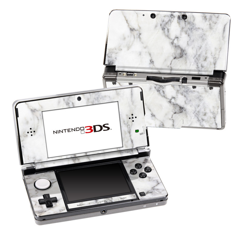 Nintendo 3DS Original Skin design of White, Geological phenomenon, Marble, Black-and-white, Freezing, with white, black, gray colors