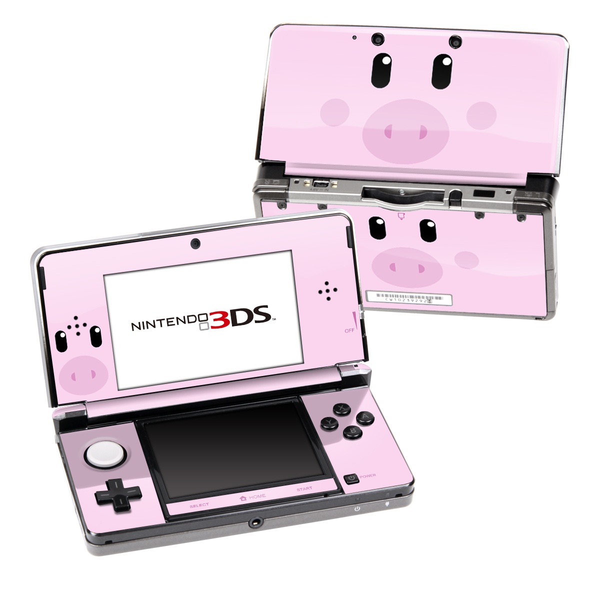 Nintendo 3DS Original Skin design of Pink, Cartoon, Violet, Nose, Purple, Snout, Suidae, Material property, Illustration, Animation, with pink, black, white colors