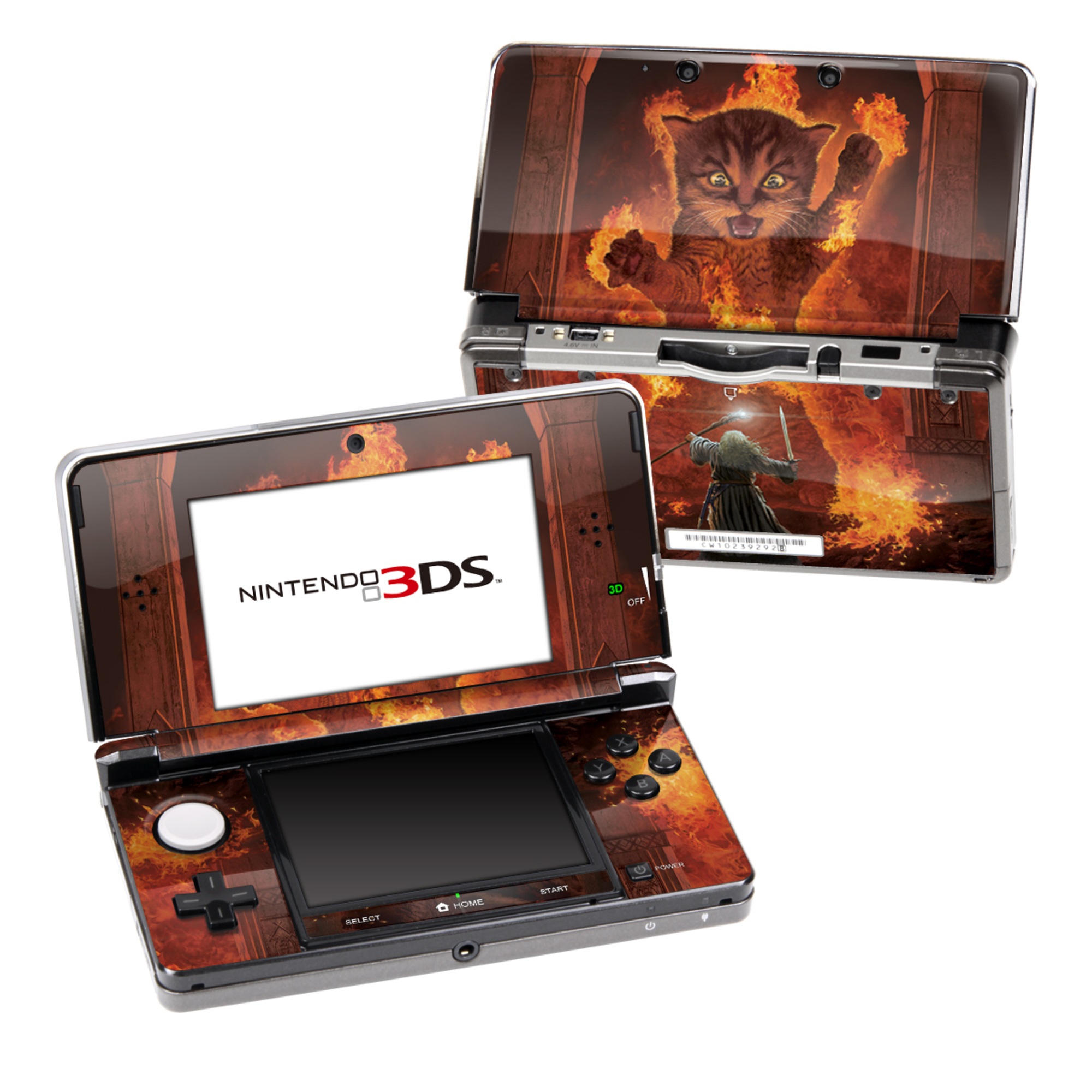 Nintendo 3DS Original Skin design of Cartoon, Art, Carnivore, Cg artwork, Felidae, Supernatural creature, Big cats, Heat, Fictional character, Darkness, with black, red, white, gray, yellow colors
