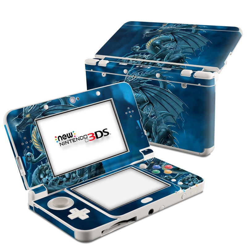 Nintendo 3DS Skin design of Cg artwork, Dragon, Mythology, Fictional character, Illustration, Mythical creature, Art, Demon, with blue, yellow colors