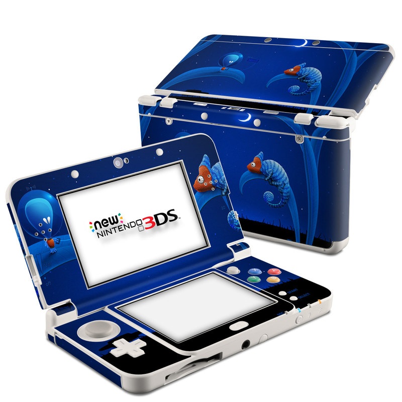 Nintendo 3DS Skin design of Organism, Astronomical object, Space, Illustration, Night, Graphics, with black, blue, orange colors