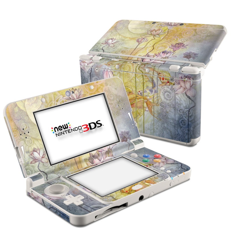 Nintendo 3DS Skin design of Watercolor paint, Painting, Art, Yellow, Flower, Acrylic paint, Floral design, Visual arts, Modern art, Illustration, with blue, red, orange, pink, yellow colors