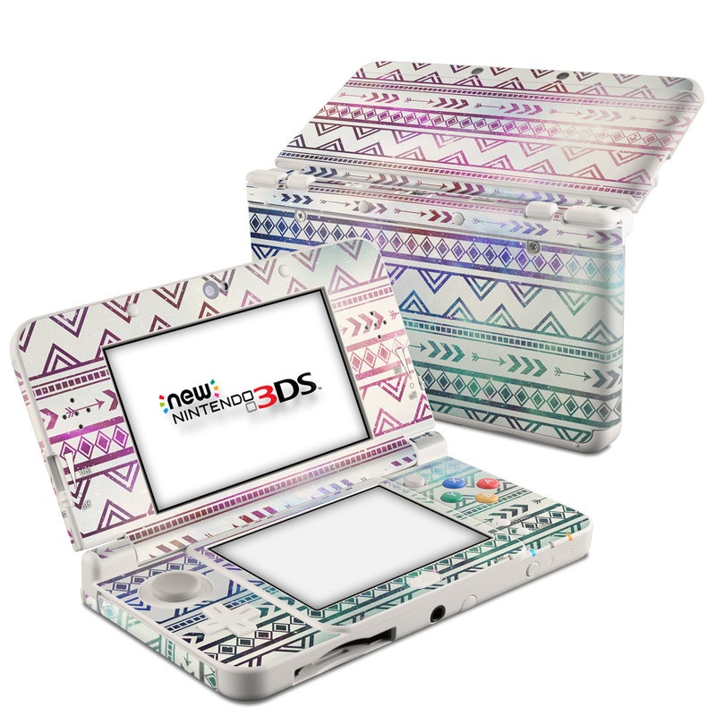 Nintendo 3DS Skin design of Pattern, Line, Teal, Design, Textile with gray, pink, yellow, blue, black, purple colors