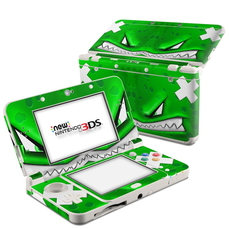 Nintendo 3DS Skin design of Green, Font, Animation, Logo, Graphics, Games with green, white colors