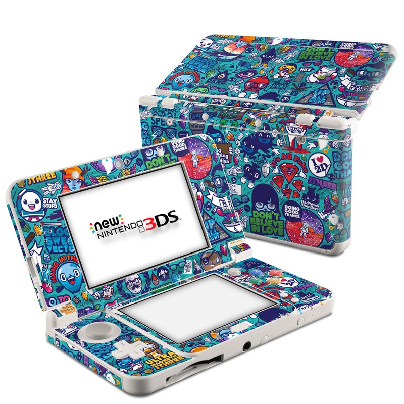 Nintendo 3DS Skin design of Art, Visual arts, Illustration, Graphic design, Psychedelic art, with blue, black, gray, red, green colors