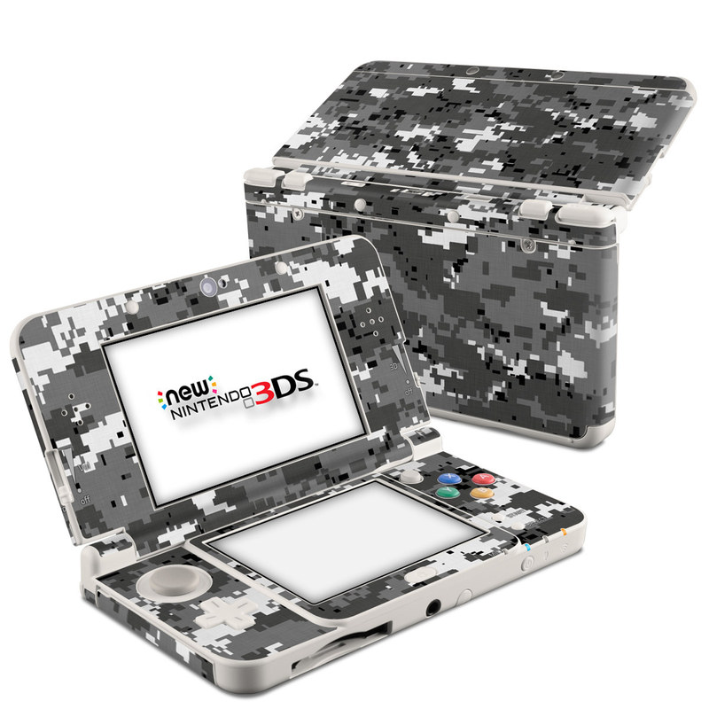 Nintendo 3DS Skin design of Military camouflage, Pattern, Camouflage, Design, Uniform, Metal, Black-and-white, with black, gray colors