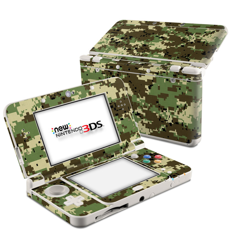 Nintendo 3DS Skin design of Military camouflage, Pattern, Camouflage, Green, Uniform, Clothing, Design, Military uniform, with black, gray, green colors