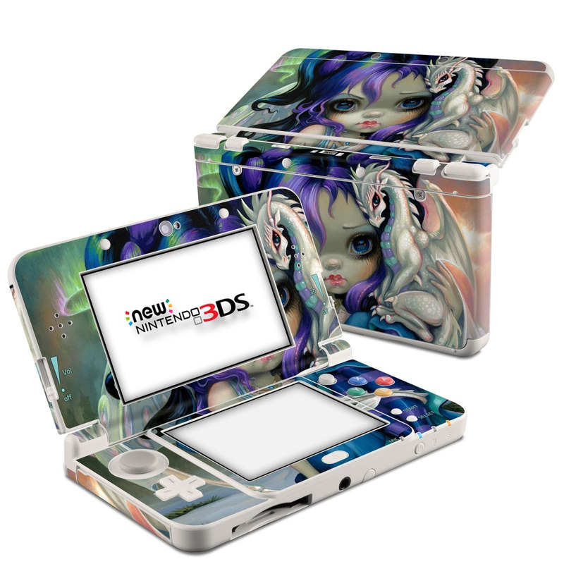 Nintendo 3DS Skin design of Illustration, Fictional character, Cg artwork, Art, Mythology, Anime, Mythical creature, with green, blue, purple, yellow, red, white colors