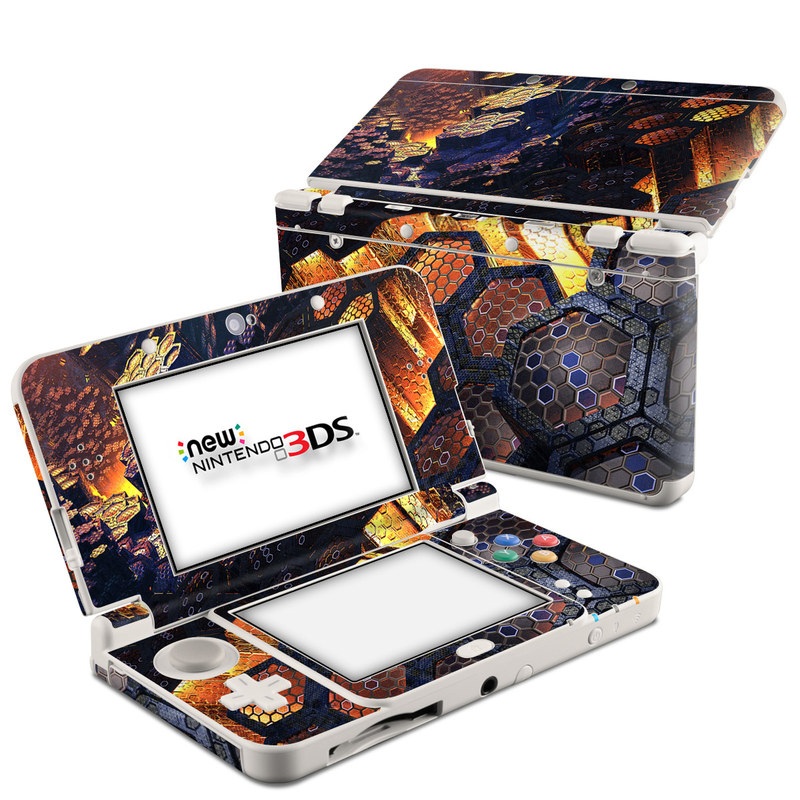Nintendo 3DS Skin design of Geological phenomenon, Sky, Water, Cobblestone, Rock, Reflection, Colorfulness, World, Art, with black, red, green colors