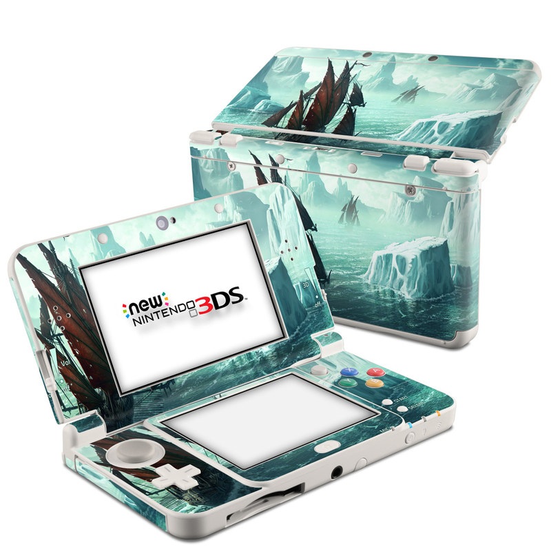 Nintendo 3DS Skin design of Cg artwork, Vehicle, Ghost ship, Manila galleon, Fluyt, Adventure game, First-rate, Sailing ship, Mythology, Strategy video game, with gray, black, blue, green, white colors