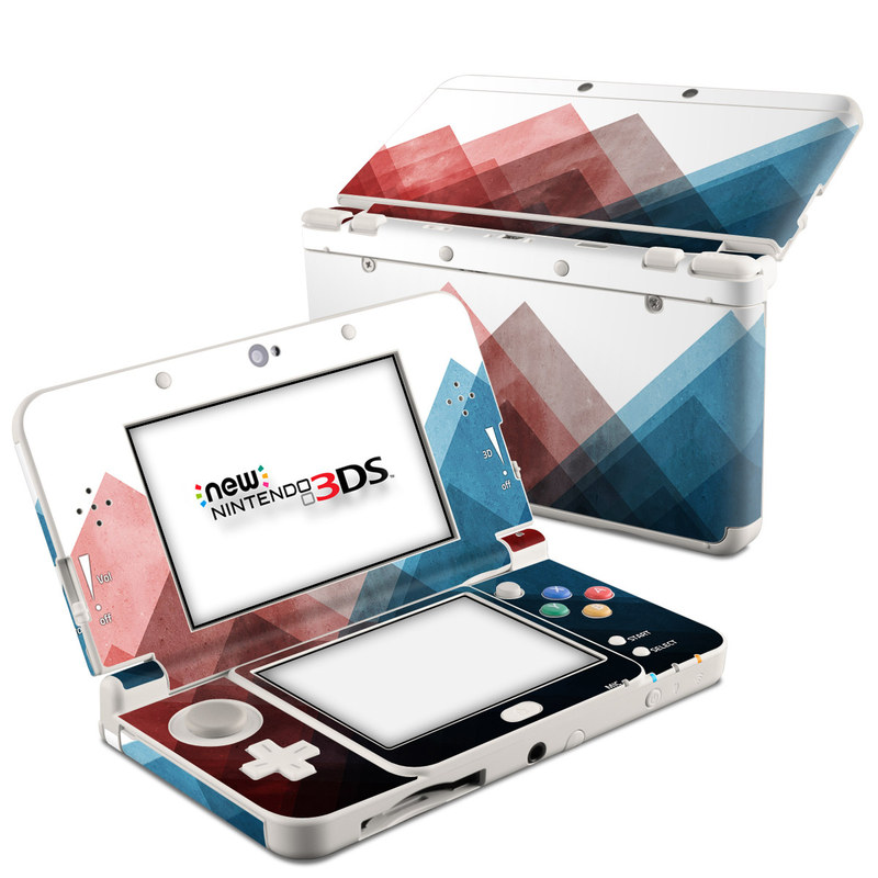 Nintendo 3DS Skin design of Blue, Red, Sky, Pink, Line, Architecture, Font, Graphic design, Colorfulness, Illustration, with red, pink, blue colors