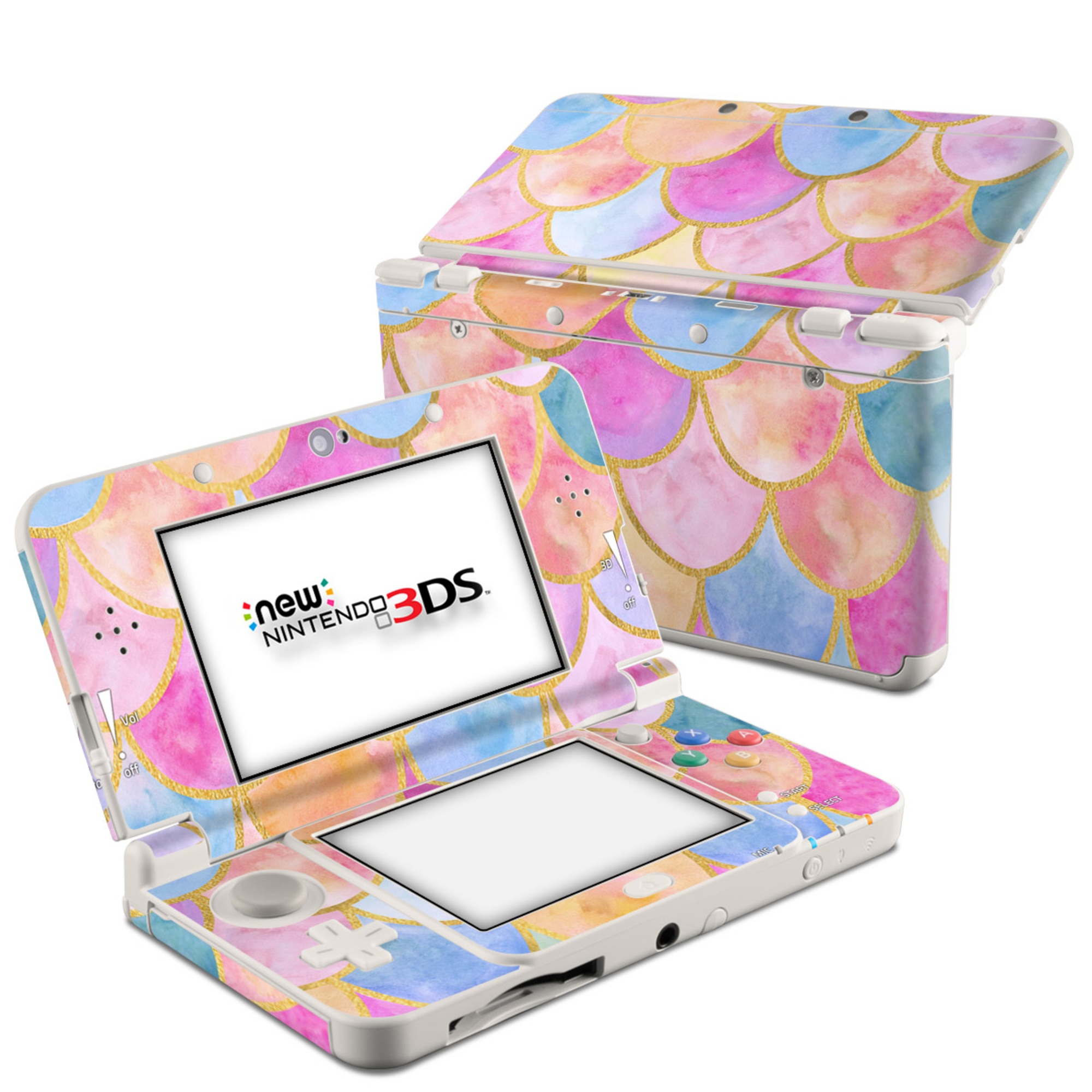 Nintendo 3DS Skin design of Colorfulness, Natural material, Pink, Art, Line, Magenta, Red, Creative arts, Circle, Pattern, with pink, purple, blue, orange, yellow, white colors