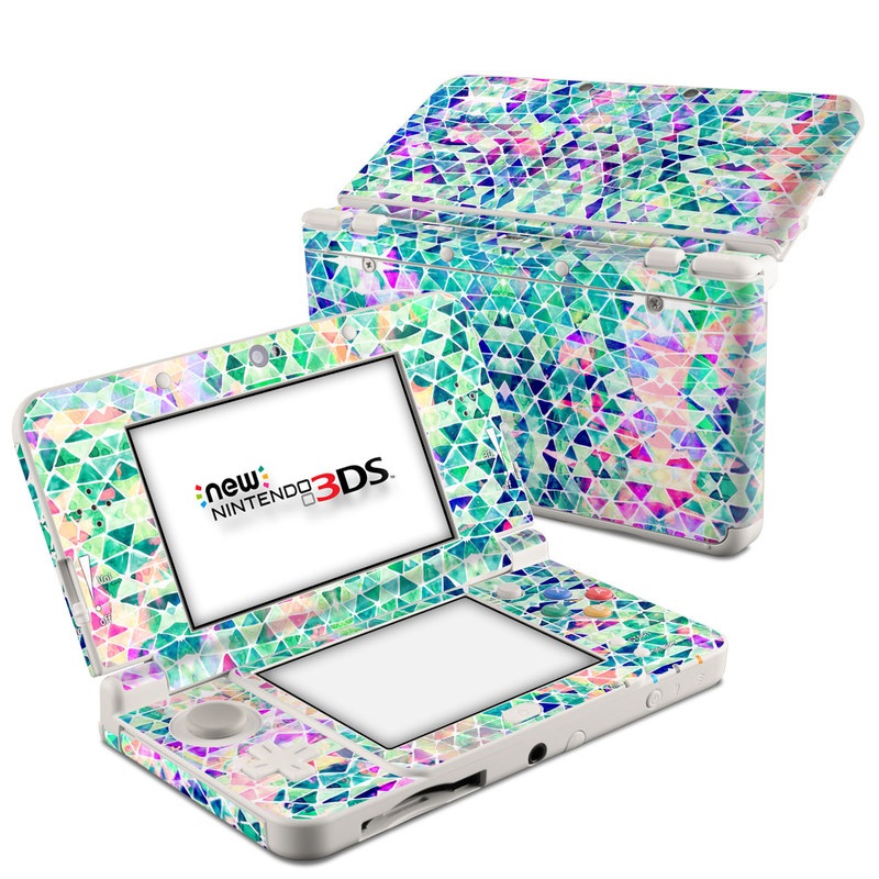 Nintendo 3DS Skin design of Pattern, Aqua, Line, Teal, Purple, Turquoise, Design, with white, blue, purple, orange, green colors