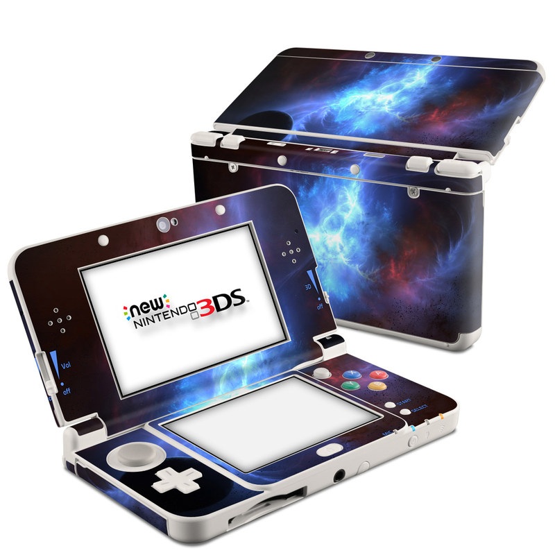 Nintendo 3DS Skin design of Sky, Atmosphere, Outer space, Space, Astronomical object, Fractal art, Universe, Electric blue, Art, Organism, with black, blue, purple colors