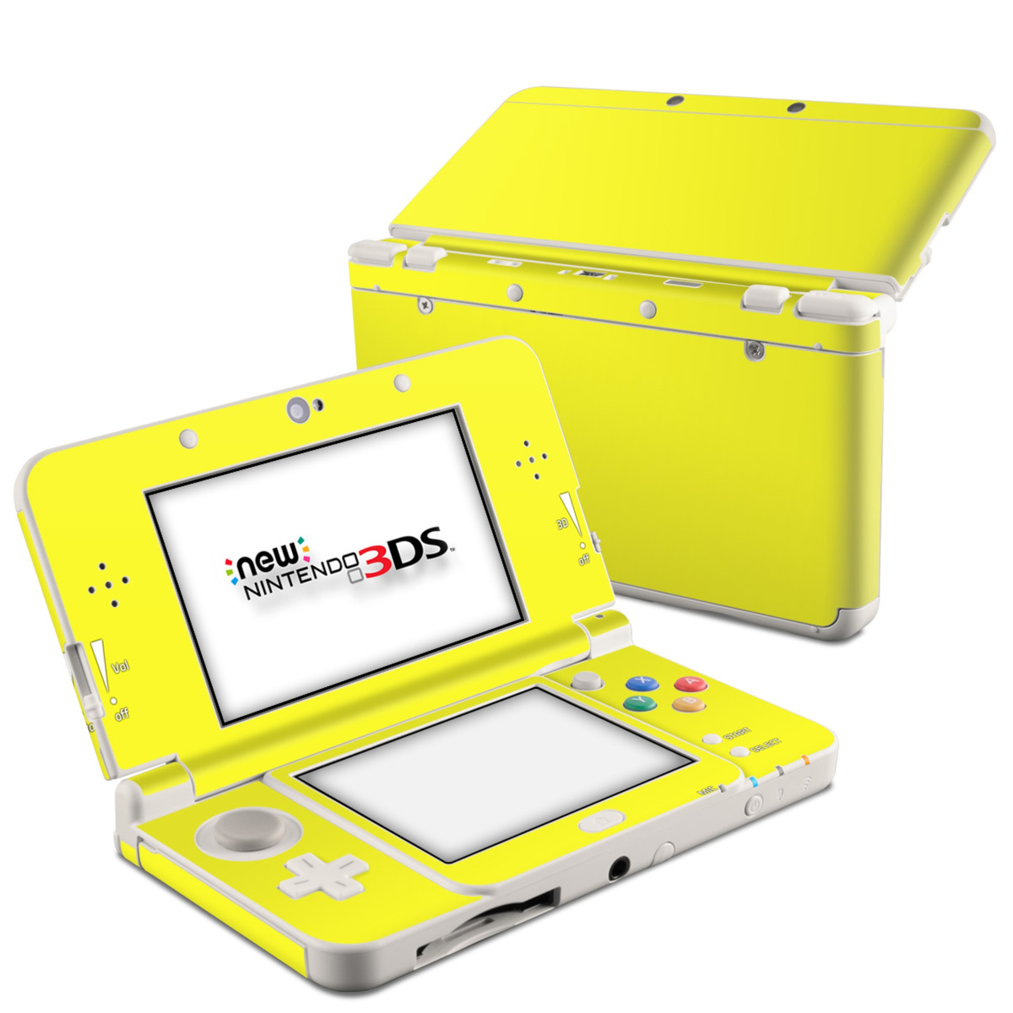 Nintendo 3DS Skin design of Yellow, Font, Electric blue, Peach, Pattern, Magenta, with yellow colors