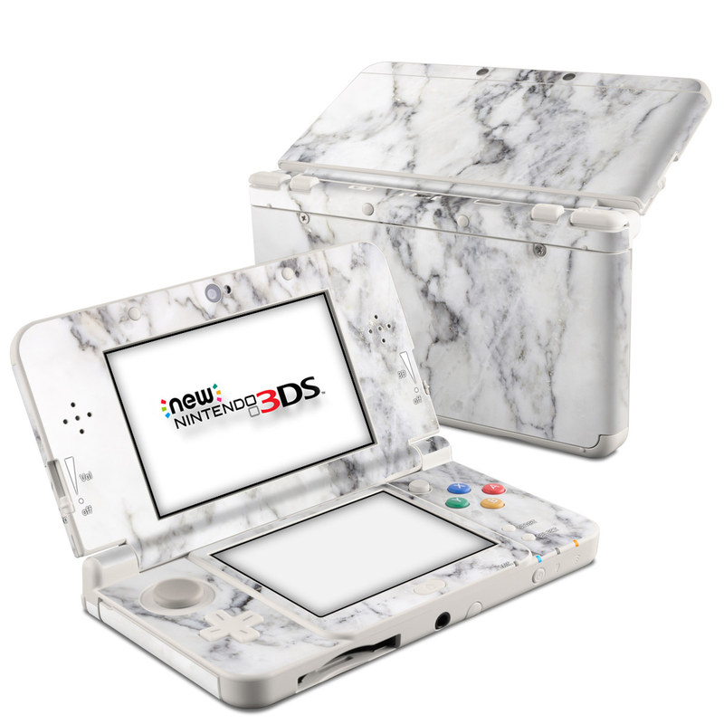 Nintendo 3DS Skin design of White, Geological phenomenon, Marble, Black-and-white, Freezing with white, black, gray colors