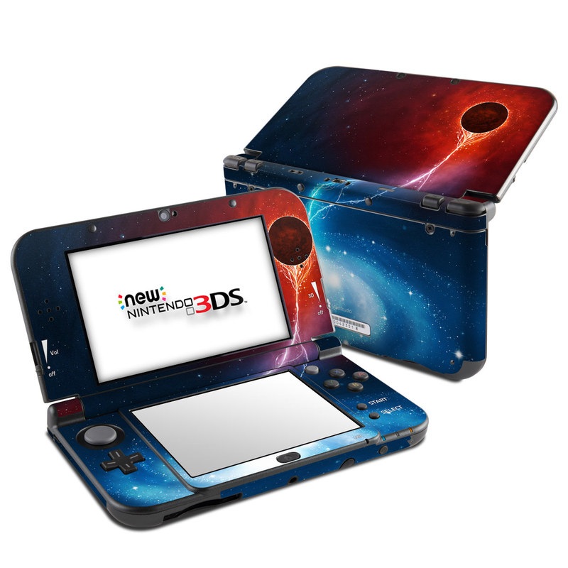 Nintendo 3DS LL Skin design of Outer space, Atmosphere, Astronomical object, Universe, Space, Sky, Planet, Astronomy, Celestial event, Galaxy, with blue, red, black colors