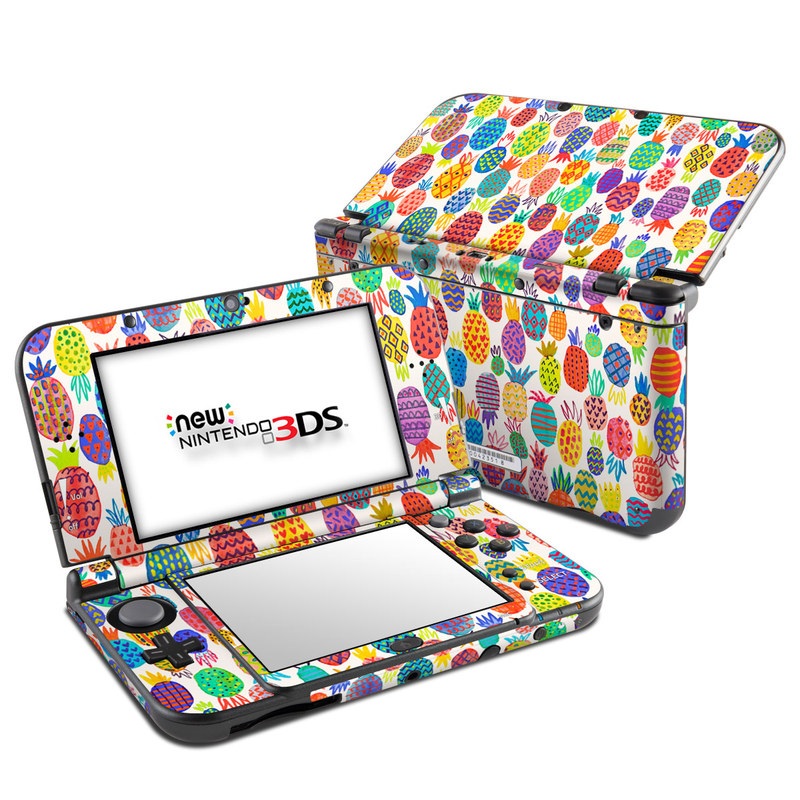 Nintendo 3DS LL Skin design of Colorfulness, Textile, Art, Line, Circle, Symmetry, Pattern, Electric blue, Visual arts, Design, with white, red, blue, green, yellow, purple, pink colors