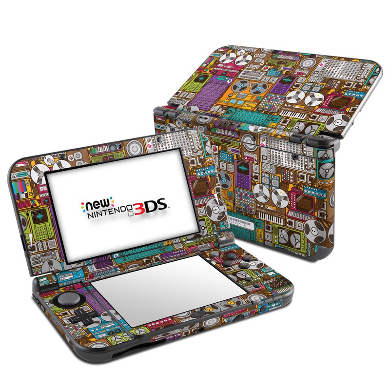 Nintendo 3DS LL Skin design of Games, Pc game, Design, Pattern, Screenshot, Art, with gray, black, red, green, blue, purple colors