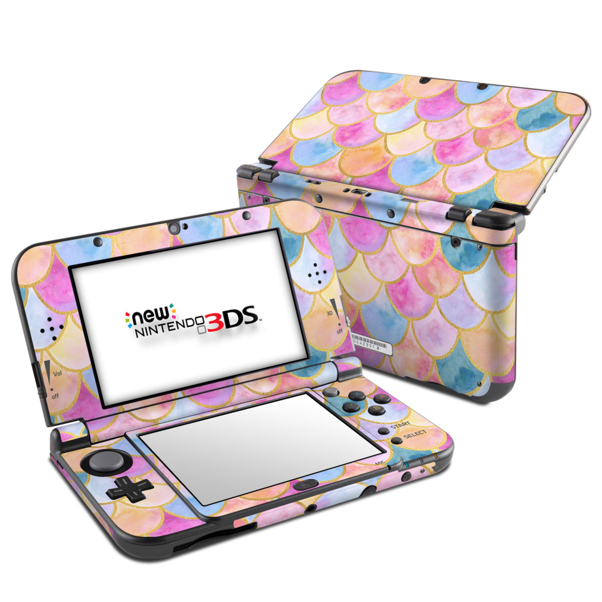 Nintendo 3DS LL Skin design of Colorfulness, Natural material, Pink, Art, Line, Magenta, Red, Creative arts, Circle, Pattern, with pink, purple, blue, orange, yellow, white colors